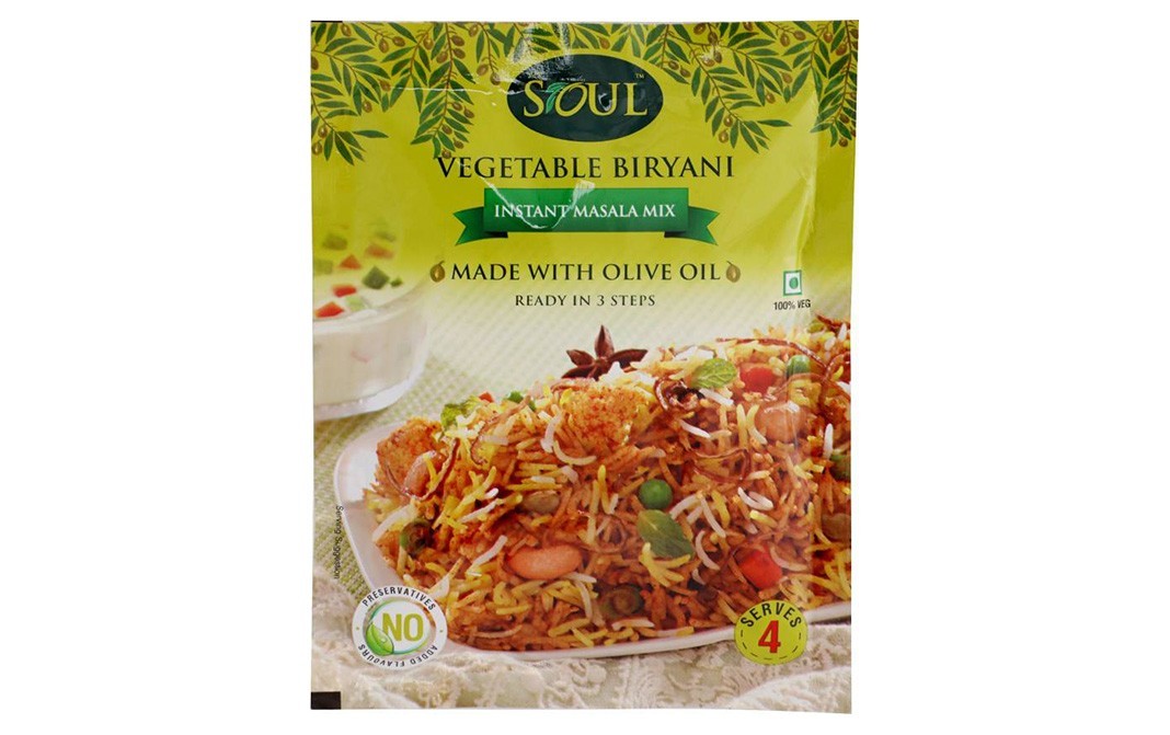 Soul Vegetable Biryani Instant Masala Mix - Made With Olive Oil   Pack  65 grams